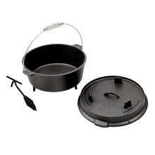 Cast Iron Dutch Oven with Three Legs on Lid